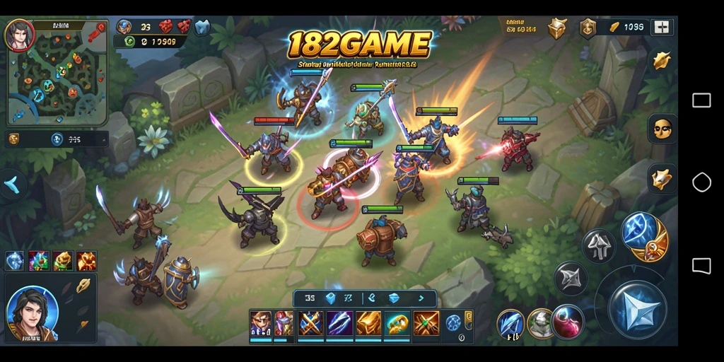 Screenshot gameplay 182GAME menampilkan pertempuran strategi yang seru.