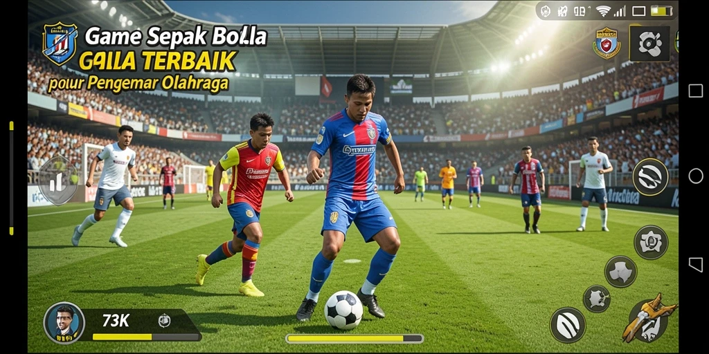 Screenshot gameplay menarik di 73K yang menunjukkan aksi di lapangan.