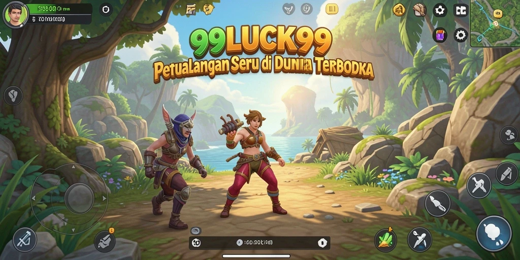 Tangkapan layar menunjukkan aksi seru dalam dunia terbuka 99LUCK99.
