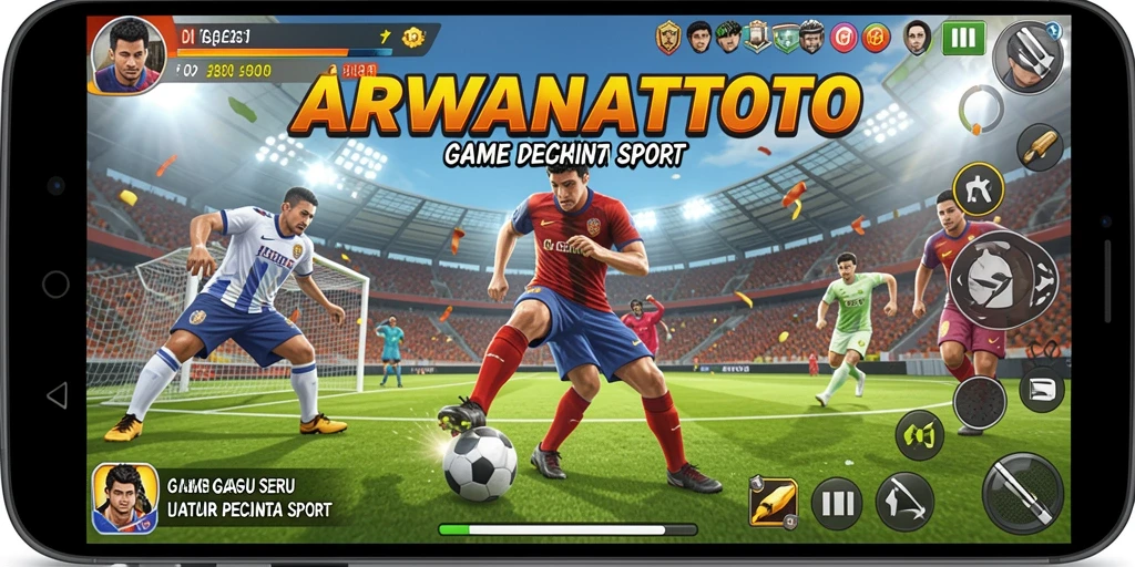 Screenshot utama ARWANATOTO menunjukkan aksi seru permainan olahraga.