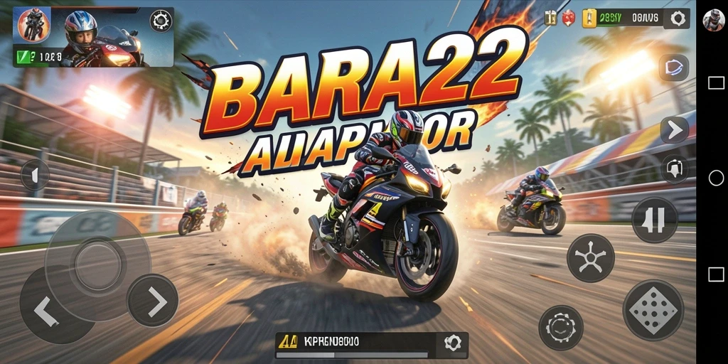 Tampilan gameplay balap motor yang mendebarkan di BARA22.