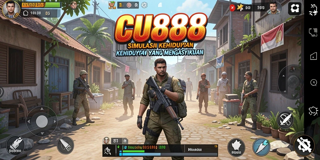 Tangkapan layar CU888 menampilkan karakter dalam kehidupan sehari-hari yang dinamis.