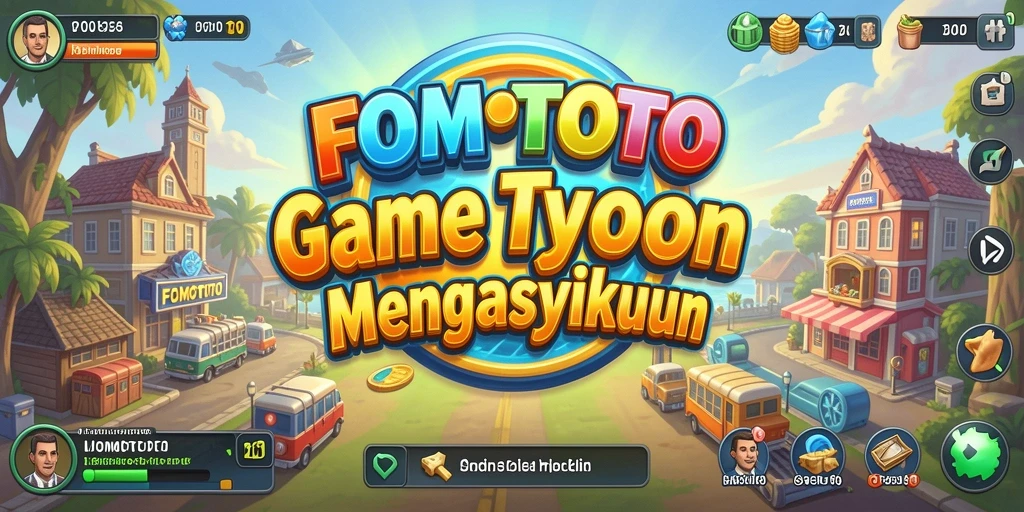 Screenshot utama gameplay FOMOTOTO yang menampilkan aktivitas bisnis Tycoon.