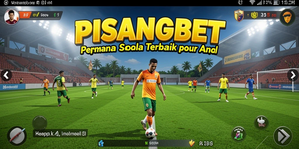 Screenshot utama menunjukkan aksi mendebarkan dalam permainan sepak bola.